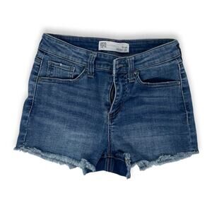 RSQ Jean Shorts Women’s 0 Mid Rise Festival Cutoffs Frayed Hem EUC